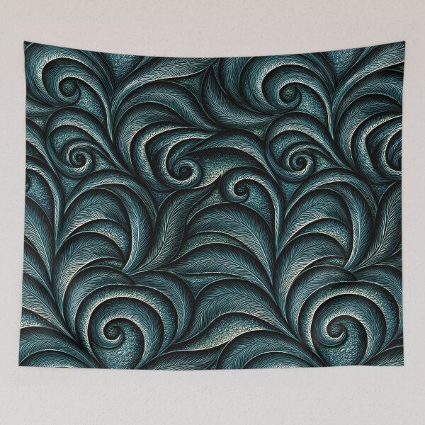 Item preview, Deep Sea Teal Floral Relief Art designed and sold by Piotrek0001.