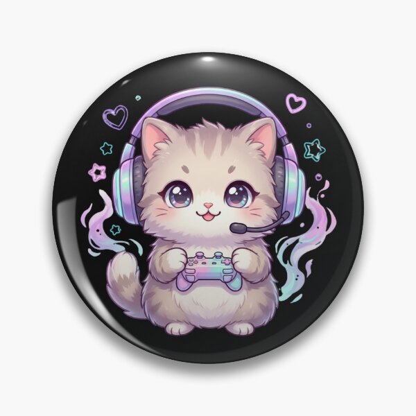 Item preview, Kawaii Gamer Cat with Headset – Cute Gaming Kitten designed and sold by Revyra Design .