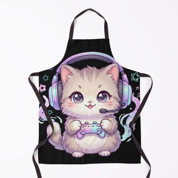 Item preview, Kawaii Gamer Cat with Headset – Cute Gaming Kitten designed and sold by Revyra Design .