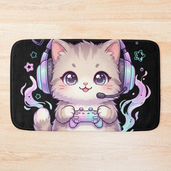 Item preview, Kawaii Gamer Cat with Headset – Cute Gaming Kitten designed and sold by Revyra Design .