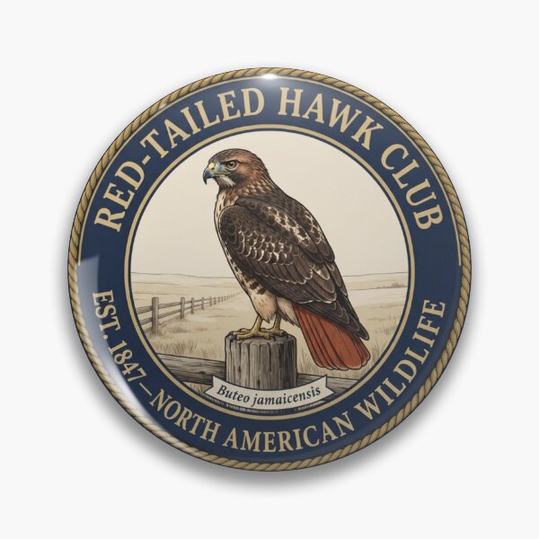 Item preview, Red Tailed Hawk Club Vintage Badge North American Raptor designed and sold by CalmCapy Co.