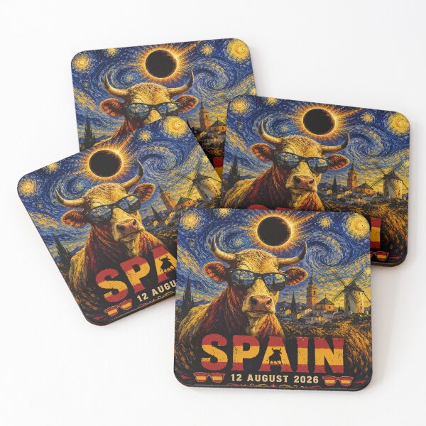 Item preview, Spain Total Solar Eclipse 12 August 2026 - Starry Night Spanish Bull Art designed and sold by DreamPup.