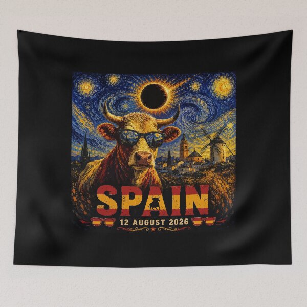 Item preview, Spain Total Solar Eclipse 12 August 2026 - Starry Night Spanish Bull Art designed and sold by DreamPup.