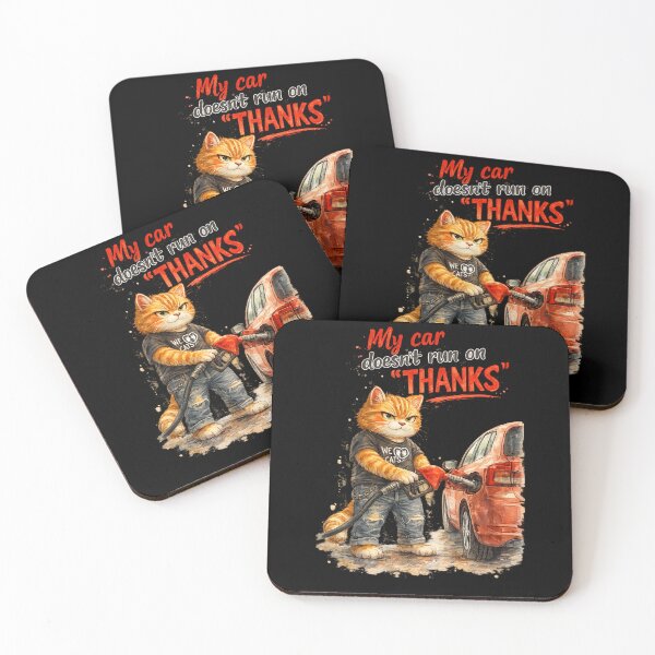 Item preview, Funny Gas Station Cat - My Car Doesn't Run on "THANKS" designed and sold by WeLoveCatss.