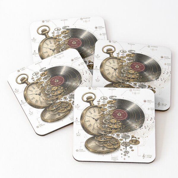 Item preview, Time & Tone | Steampunk Pocket Watch Vinyl Technical Illustration designed and sold by Golden Era Studio.