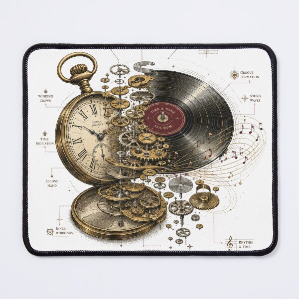 Item preview, Time & Tone | Steampunk Pocket Watch Vinyl Technical Illustration designed and sold by Golden Era Studio.
