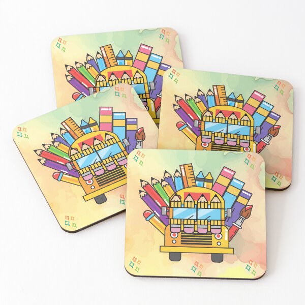 Item preview, Creative School Bus Made of School Supplies Illustration.  designed and sold by DodoCraft3.