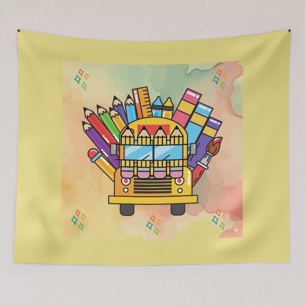 Item preview, Creative School Bus Made of School Supplies Illustration.  designed and sold by DodoCraft3.