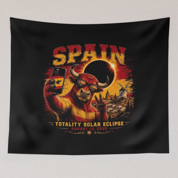 Item preview, Spain Totality Solar Eclipse August 12 2026 - Spanish Bull Selfie Art designed and sold by DreamPup.