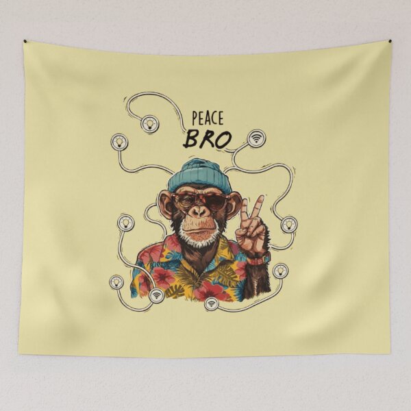 Item preview, Peace Bro Cool Chimpanzee Hawaiian Shirt Graphic designed and sold by Shakhbata-1.