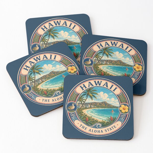 Item preview, Hawaii Landscape Illustration Travel Art Badge designed and sold by KrisSidDesigns.