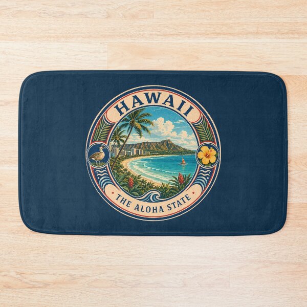 Item preview, Hawaii Landscape Illustration Travel Art Badge designed and sold by KrisSidDesigns.