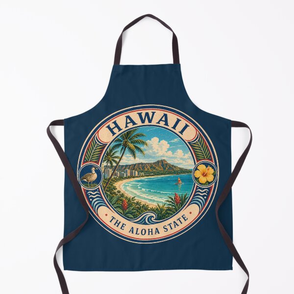 Item preview, Hawaii Landscape Illustration Travel Art Badge designed and sold by KrisSidDesigns.