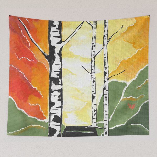 Item preview, Colorful Birch Tree Landscape Painting designed and sold by Sartoris Art.