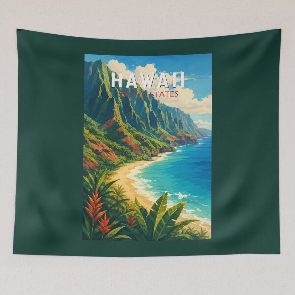 Item preview, Hawaii Illustration Travel Art Vintage designed and sold by KrisSidDesigns.