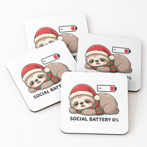 Item preview, Funny Christmas Sloth Social Battery 0 Percent Introvert Gift designed and sold by crazyhome.