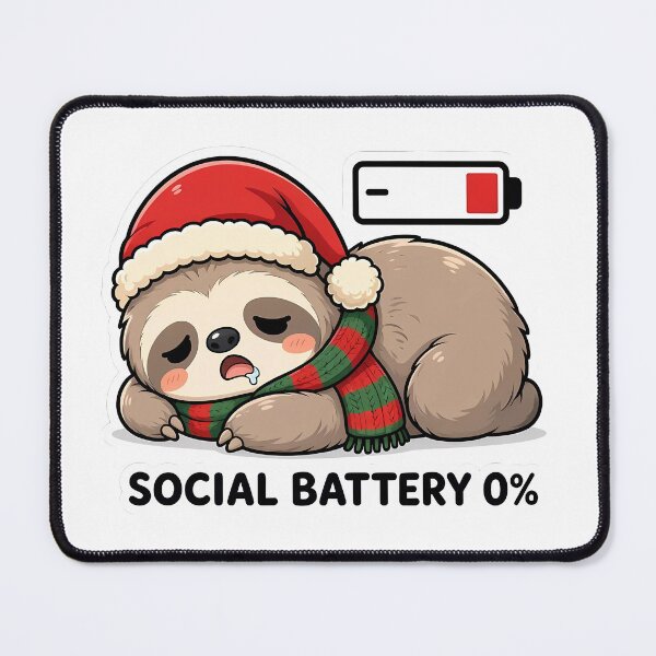 Item preview, Funny Christmas Sloth Social Battery 0 Percent Introvert Gift designed and sold by crazyhome.