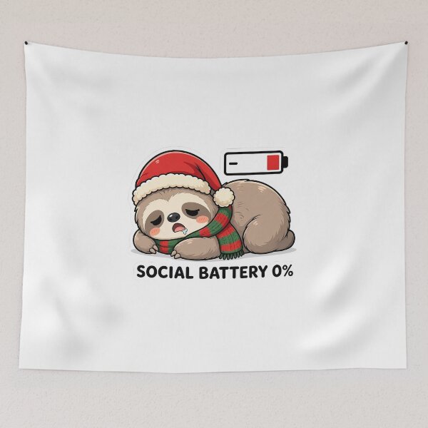 Item preview, Funny Christmas Sloth Social Battery 0 Percent Introvert Gift designed and sold by crazyhome.