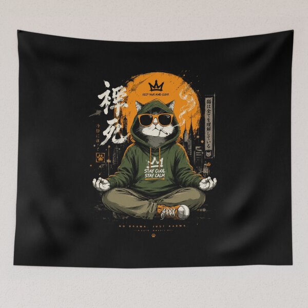 Item preview, Stay Cool Stay Calm Meditating Cat Graphic designed and sold by Shakhbata-1.