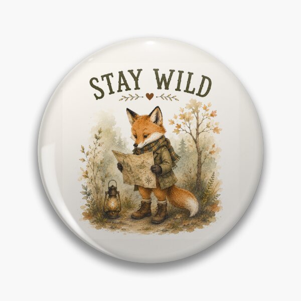 Item preview, Stay Wild Fox Vintage Woodland Adventure Cottagecore designed and sold by TinyHeroLab.