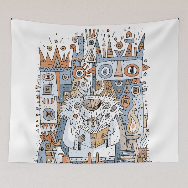 Item preview, Mystical Sage Reading Ancient Lore Folk Art designed and sold by Romgora.