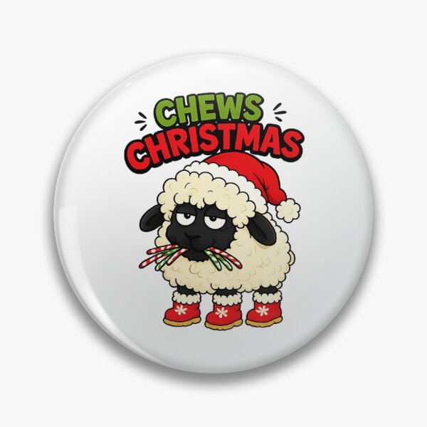 Item preview, Chews Christmas, sheep chewing candy canes designed and sold by BritishDelights.