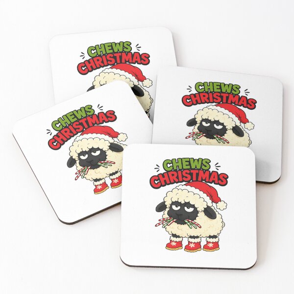 Item preview, Chews Christmas, sheep chewing candy canes designed and sold by BritishDelights.