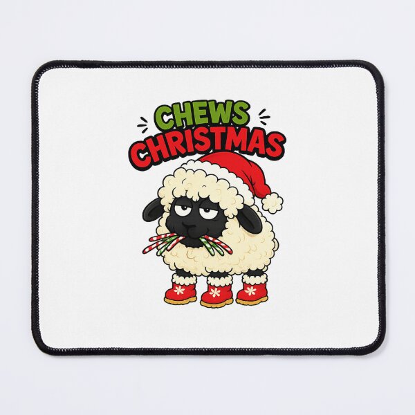 Item preview, Chews Christmas, sheep chewing candy canes designed and sold by BigfeetLittlepaws.