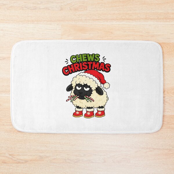Item preview, Chews Christmas, sheep chewing candy canes designed and sold by BritishDelights.