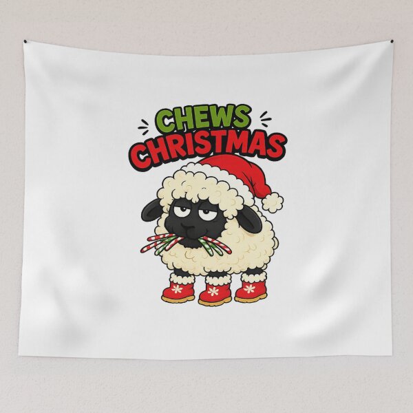 Item preview, Chews Christmas, sheep chewing candy canes designed and sold by BritishDelights.