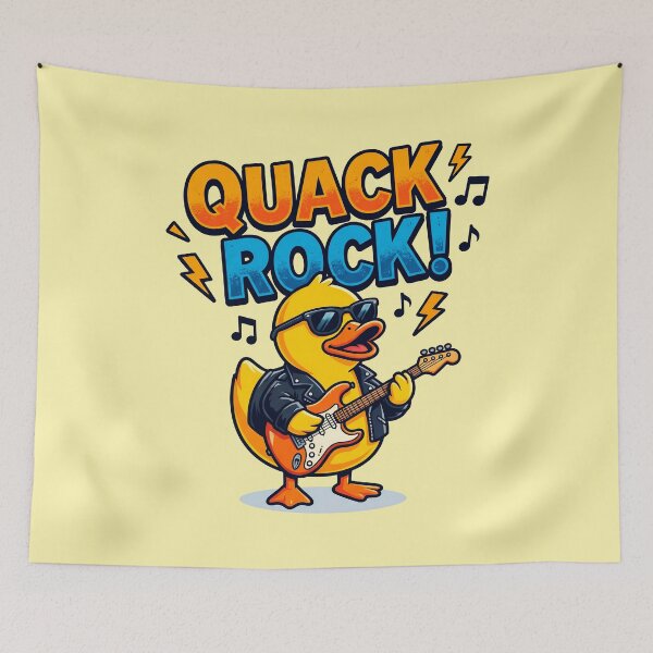 Item preview, Quack Rock Rubber Duck Playing Electric Bass Guitar designed and sold by ThreadRiotTees.