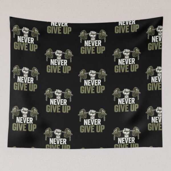 Item preview, Never Give Up Weightlifting Barbell Fist Workout Fitness T-Shirt designed and sold by PACS0011.