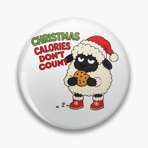 Item preview, Christmas calories don’t count, sheep eating Christmas cookie designed and sold by BigfeetLittlepaws.
