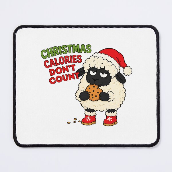 Item preview, Christmas calories don’t count, sheep eating Christmas cookie designed and sold by BritishDelights.