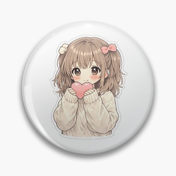 Item preview, Cute Kawaii Girl Holding Pink Heart Sticker | Cozy Sweater Paws Pastel Anime Aesthetic designed and sold by CosmoMerchStore.