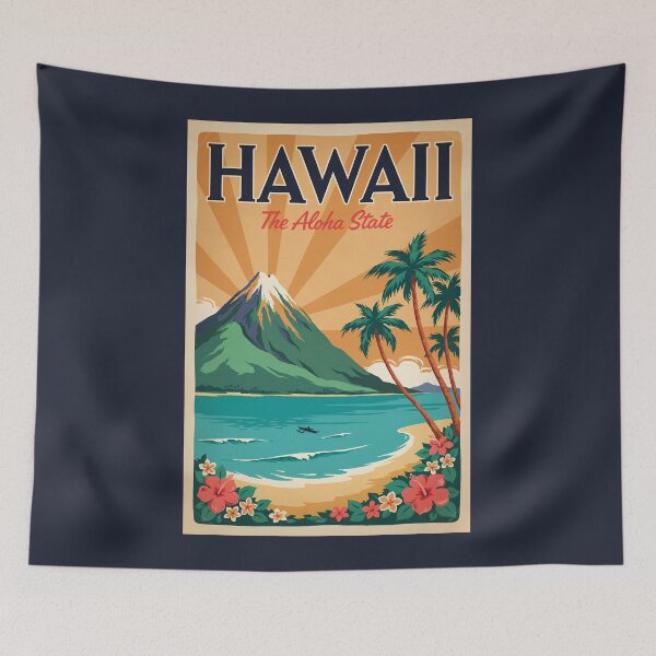Item preview, Hawaii Volcano Illustration Travel Art Vintage designed and sold by KrisSidDesigns.