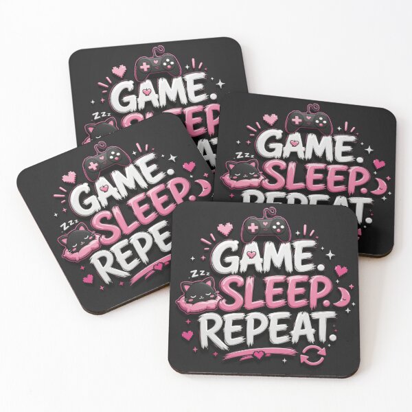 Item preview, Game Sleep Repeat – Cute Gamer Typography Poster designed and sold by Revyra Design .