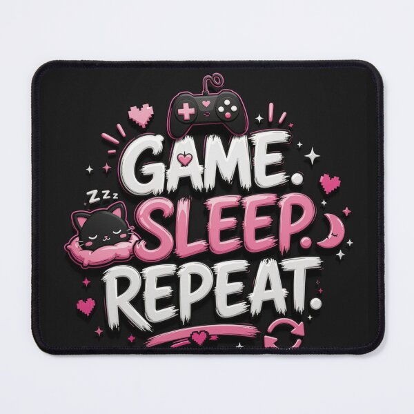 Item preview, Game Sleep Repeat – Cute Gamer Typography Poster designed and sold by Revyra Design .