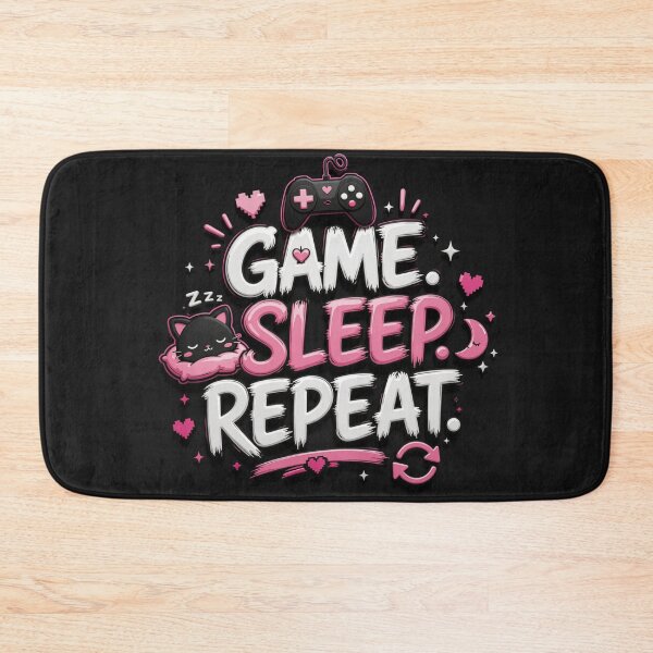 Item preview, Game Sleep Repeat – Cute Gamer Typography Poster designed and sold by Revyra Design .