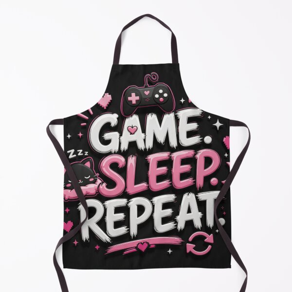 Item preview, Game Sleep Repeat – Cute Gamer Typography Poster designed and sold by Revyra Design .