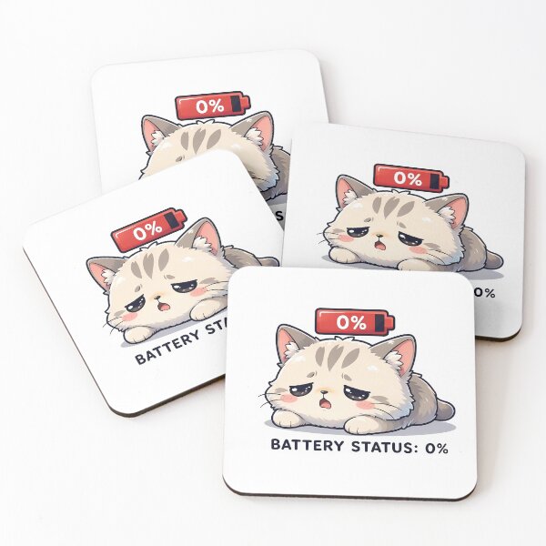 Item preview, Funny Low Battery Status 0 Percent Tired Cat Introvert Gift designed and sold by crazyhome.