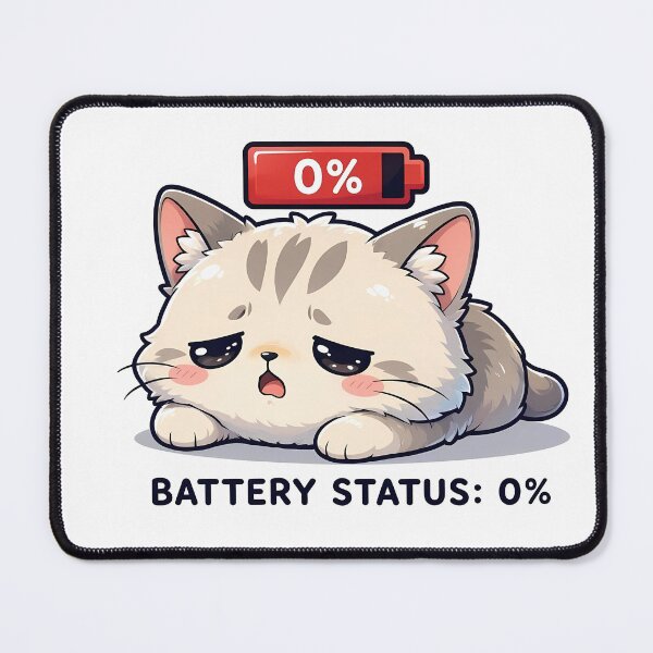 Item preview, Funny Low Battery Status 0 Percent Tired Cat Introvert Gift designed and sold by crazyhome.