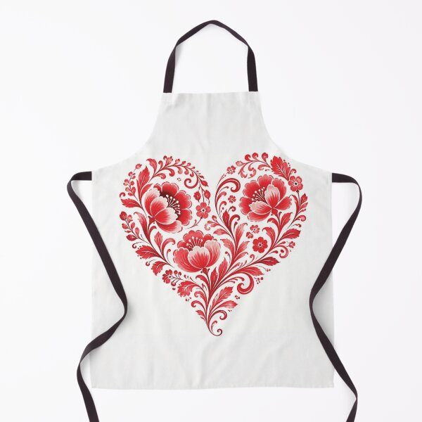 Item preview, Heart Silhouette with Red Floral Pattern in Porcelain Style 1 designed and sold by Lucia Amaris Art.
