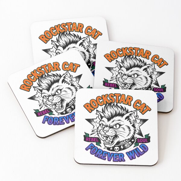Item preview, Rockstar Cat Forever Wild Rebel designed and sold by Linework Studio.