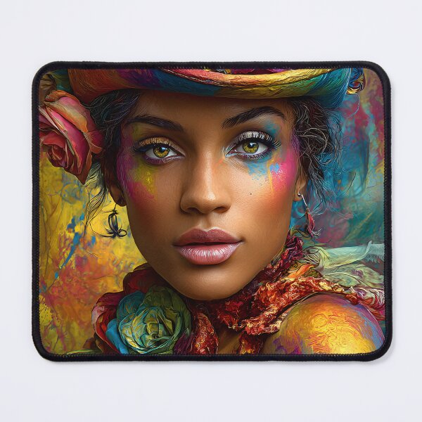 Item preview, Vibrant Portrait of a Colorful Woman in Hat designed and sold by Artessie.