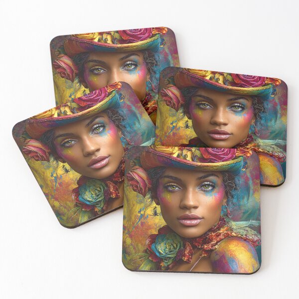 Item preview, Vibrant Portrait of a Colorful Woman in Hat designed and sold by Artessie.