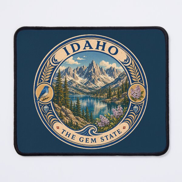 Item preview, Idaho Landscape Illustration Travel Art Badge designed and sold by KrisSidDesigns.