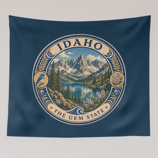 Item preview, Idaho Landscape Illustration Travel Art Badge designed and sold by KrisSidDesigns.