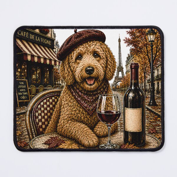 Item preview, Vintage Doodle Dog New French Wine Meme designed and sold by MimsTees.