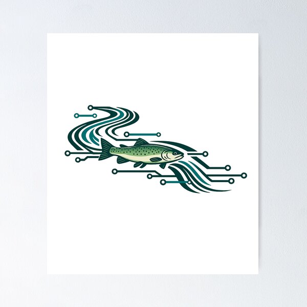 Item preview, Cyber Trout - Circuit Board River Fishing Design designed and sold by teemix.